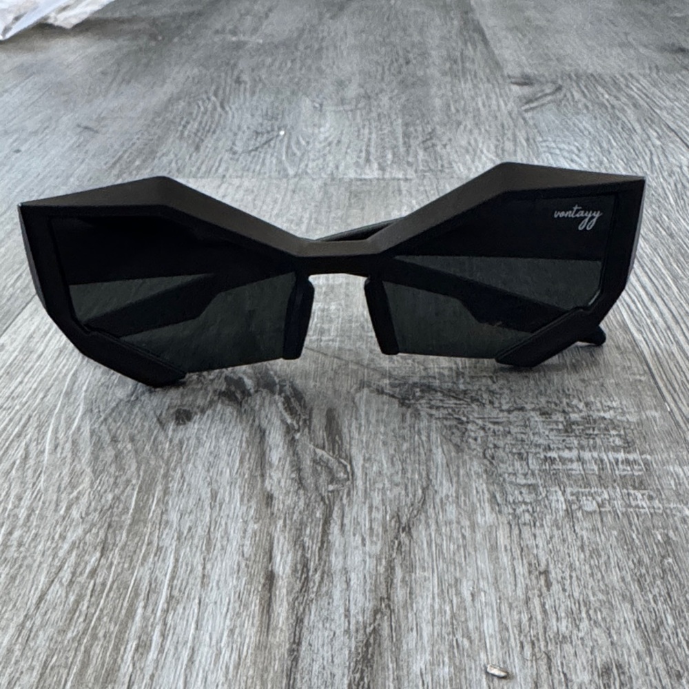 Phantom Edge Black Geometric Sunglasses